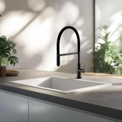 Ausmann Lavea Robinet de cuisine gun métal PVD graphite avec bec pivotant et flexible 1208957437