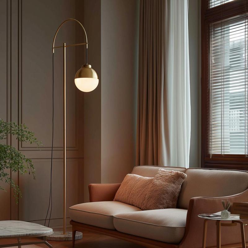 Décor Abies lampadaire laiton doré avec base en marbre noir 7573