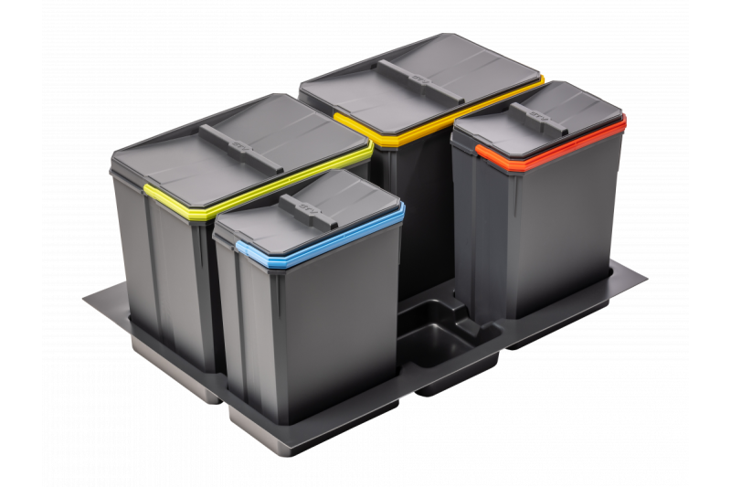 Garbi Basket B-70-4 système de tri des déchets pour tiroir 70cm incl. support et 4 bacs à déchets 1208957476