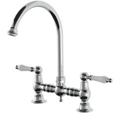 AquaTrimo Country Robinet 2 trous classique Nostalgic Bridge avec bec rond chromé 21CT7655CM