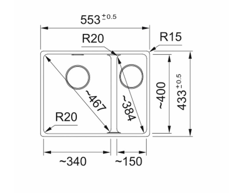 Franke Maris MRG 160-34-15 Fragranite Oyster évier Cuvette à gauche sous le plan de travail