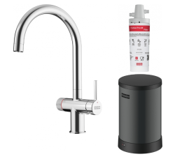 Franke Maris water hub chaudière 4L 3-en-1 avec robinet d'eau bouillante mécanique Twist en chrome avec ensemble mélangeur waterhub 1208957940