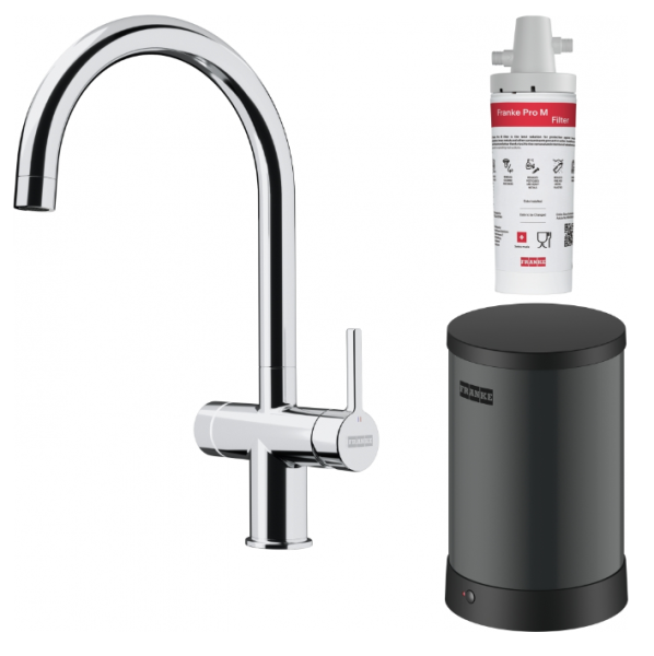 Franke Maris water hub chaudière 4L 3-en-1 avec robinet d'eau bouillante électronique tactile chrome 160.0702.440