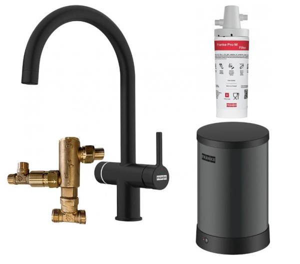 Franke Maris water hub 4L chaudière 3-en-1 avec robinet d'eau bouillante électronique Touch noir mat avec ensemble de mélange waterhub 1208957949