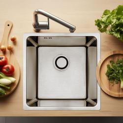 Aquadesign R25 évier en acier inoxydable pour montage en surface, sous plan et à fleur de plan 40x40cm 1208958206