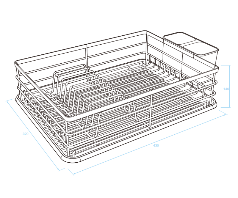 EPKA Dish noir égouttoir en acier 43x14x32cm 1208958246