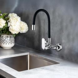 Robinet mural Aquatrimo Chopin en chrome avec bec haut flexible 21CP8462CM