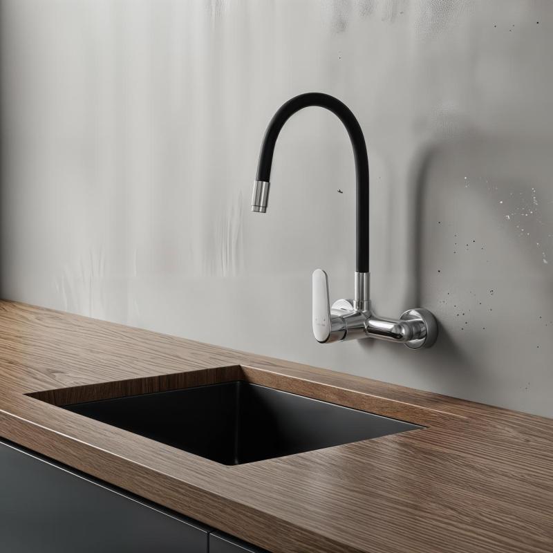 Robinet mural Aquatrimo Chopin en chrome avec bec haut flexible 21CP8462CM