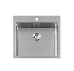 Lorreine série SP évier inox 55x51 cm avec bord pour trou de robinet 50SPTH