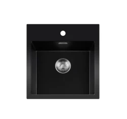 Lorreine série BQ évier en surface 46x52cm noir avec bouchon en acier inoxydable 40BQ37TH-T-INOX