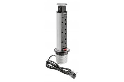 Câble d'extension pour mortaise de bureau 60 mm, 3 prises UK (argent) VERSION ANGLAISE 1208958627