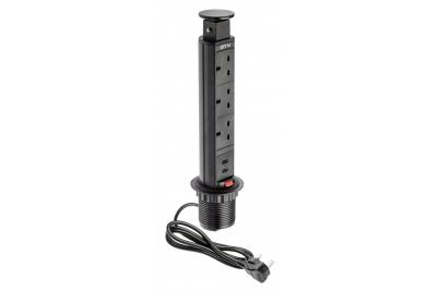 Câble d'extension à encastrer pour bureau 60 mm, 3 prises UK, 2 ports USB 2,1 A 5 V (noir) VERSION ANGLAISE 1208958628