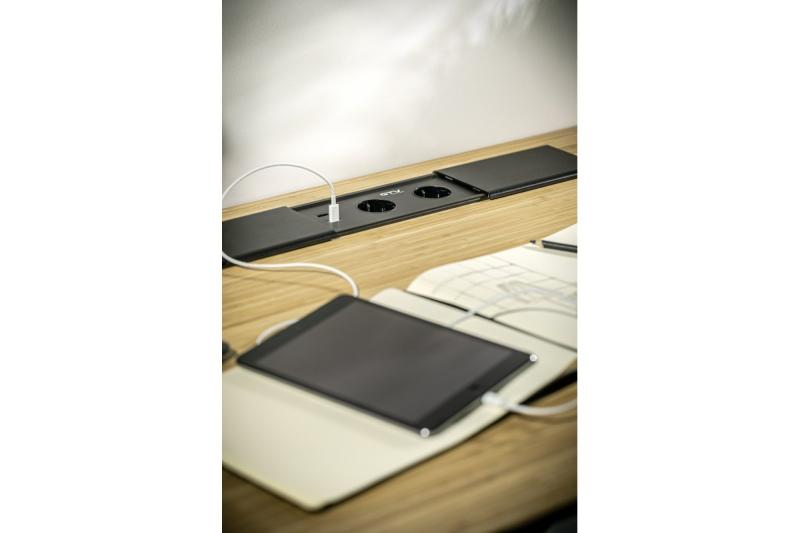 Câble d'extension de bureau encastré PRESTINO, 2x prise schuko, USB A+C, RJ45, HDMI, câble 1.5m, argent 1208958676