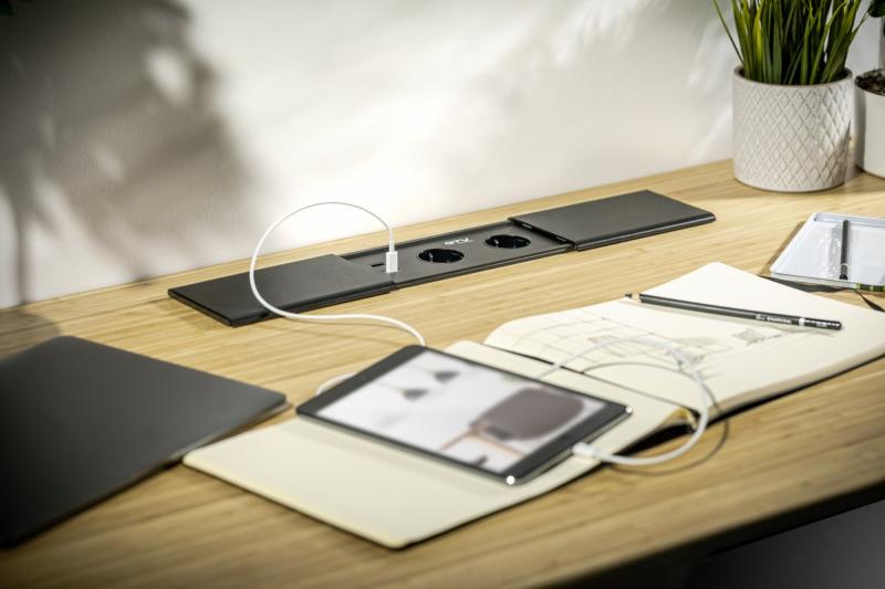 Câble d'extension de bureau encastré PRESTINO, 2x prise schuko, USB A+C, RJ45, HDMI, câble 1.5m, argent 1208958676