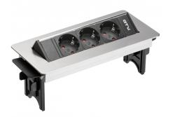 Rallonge de bureau sans cassette, 3 prises Schuko, câble d'alimentation de 1,5 m avec fiche inox 1208958679