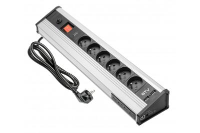 Câble d'extension de bureau MULTI avec protection contre les surtensions, 6 prises avec mise à la terre, 4 ports USB 1208958684