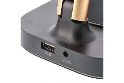 Decor Lampe de bureau Bressi 8W 450lm AC220-240V 3-CCT Charge sans fil USB PF>0 5 RA>80 Noir / Or 1208962479
