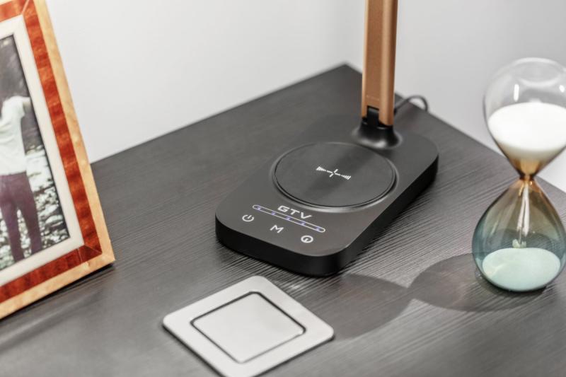 Decor Lampe de bureau Bressi 8W 450lm AC220-240V 3-CCT Charge sans fil USB PF>0 5 RA>80 Noir / Or 1208962479