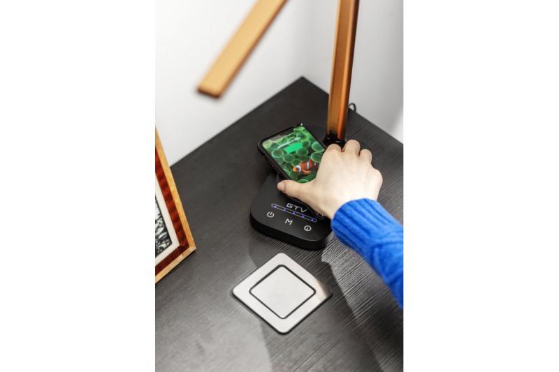 Decor Lampe de bureau Bressi 8W 450lm AC220-240V 3-CCT Charge sans fil USB PF>0 5 RA>80 Noir / Or 1208962479