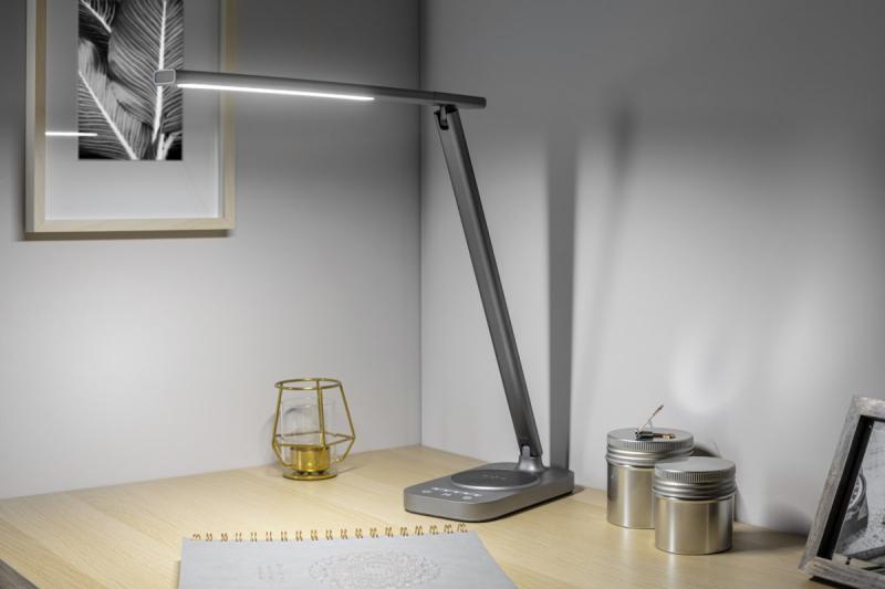 Decor Lampe de bureau Bressi 8W 450lm AC220-240V 3-CCT Chargement sans fil USB PF>0 5 RA>80 Gris 1208962480