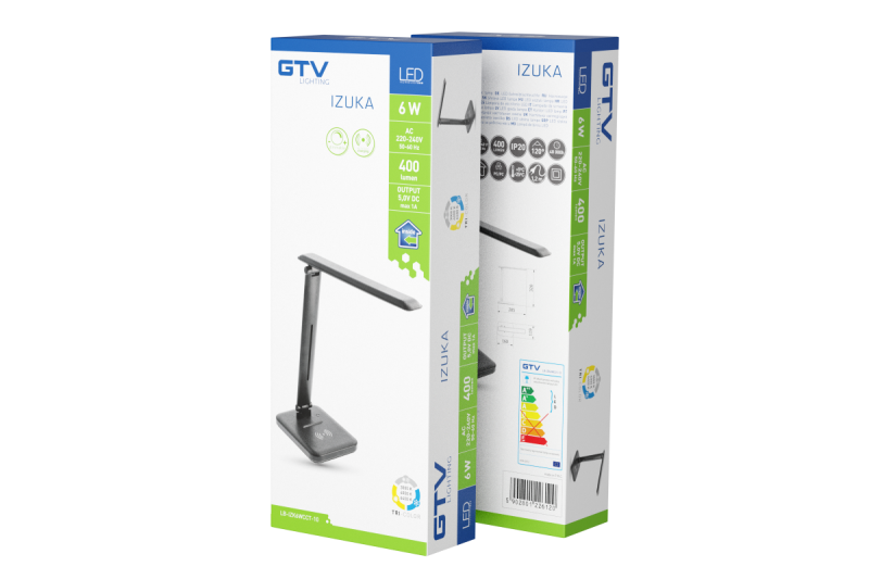 Decor Lampe de bureau LED IZUKA 6W 400lm AC220-240V 50/60Hz CCT chargeur inductif noir. 1208962497