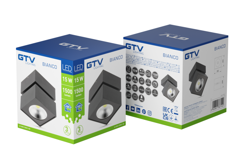 Decor Luminaire LED BLANC 15W 1500lm AC220-240V 50/60 Hz PF> 0.5 Ra≥80 IP20 IK06.36 ° 4000K carré noir. 1208962666