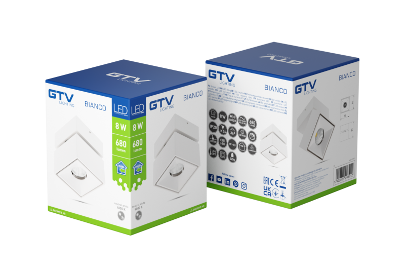 Decor Luminaire LED BIANCO 8W 680lm AC220-240V 50/60 Hz PF>0 9 Ra≥80 IP20 IK06 36° 4000K carré blanc. 1208962669