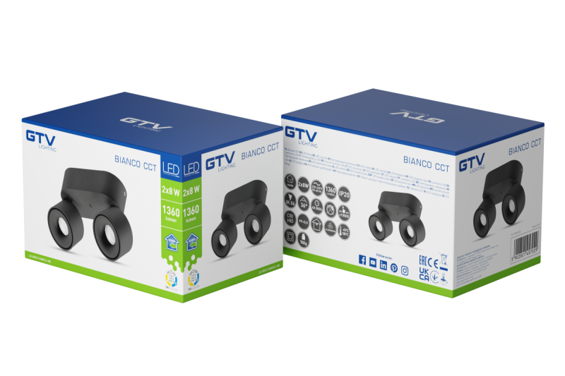 Decor Luminaire LED BIANCO CCTt 16W 680lm AC220-240V 50/60 Hz Ra≥80 IP20 36° 2700/3300/4000K noir okr. 1208962674