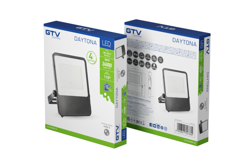 Projecteur LED DAYTONA, 200W, 24000lm, 4000K, AC180-250V, 50/60 Hz, PF>0.9, IP65, 110° 1208962718