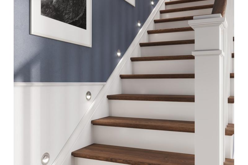 Decor Luminaire d'escalier à LED ESCADA OA DC12V avec couvercle transparent rond 0 8W 70lm 4000K câble inox 150cm.