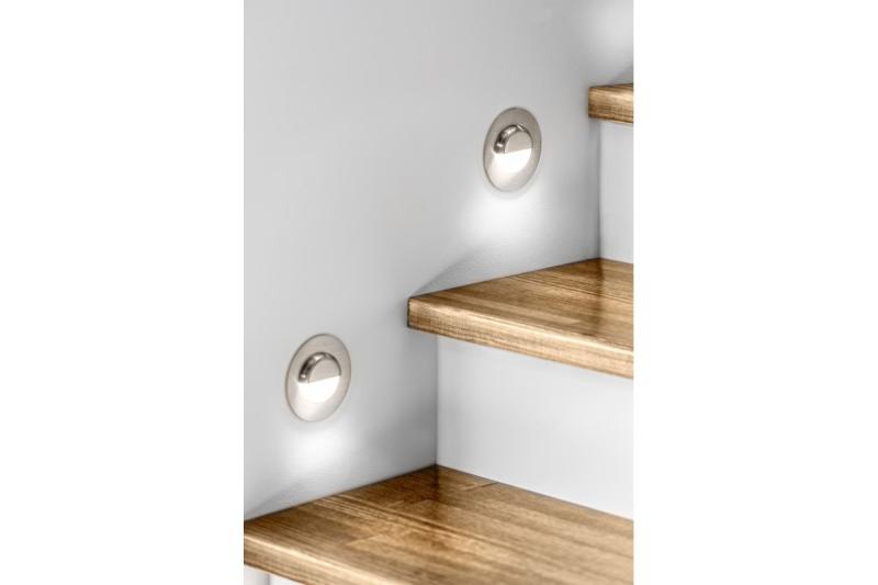 Decor Luminaire d'escalier à LED ESCADA OB DC12V avec couvercle rond dépoli 0,8W 70lm 4000K câble inox 150cm.