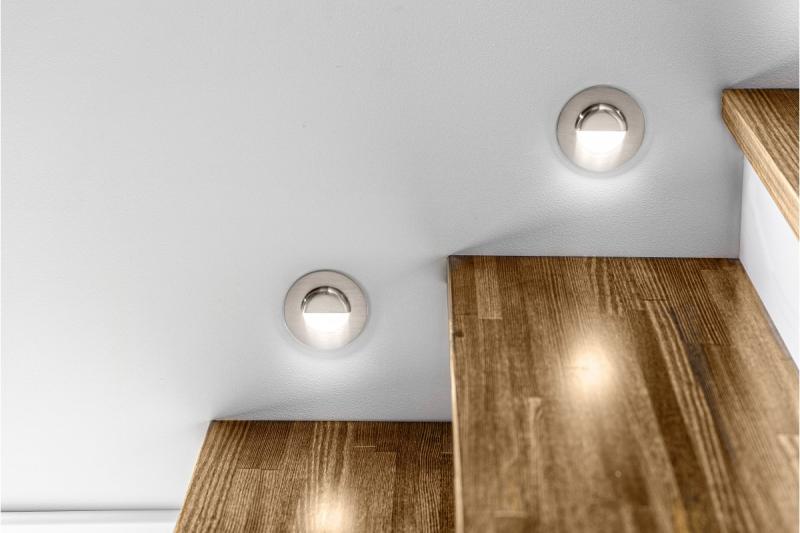 Decor Luminaire d'escalier à LED ESCADA OB DC12V avec couvercle rond dépoli 0,8W 70lm 4000K câble inox 150cm.