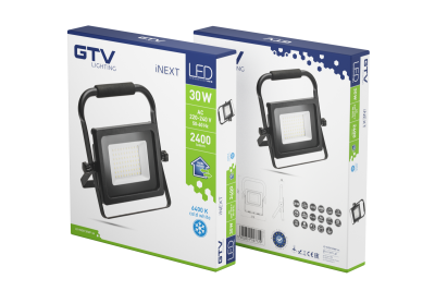 Projecteur LED iNEXT (portable) 30W 2400lm, PF>0,9, RA>80, IP65, 120°, 6400K, corps noir 1208962861