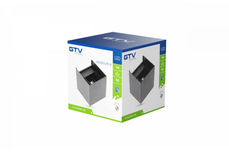 Decor Lampe LED MISSOURI-K 7W 540lm AC220-240V 50/60 Hz PF>0.5 Ra≥80 IP54 IK08 4000K carrée noire. 1208962994