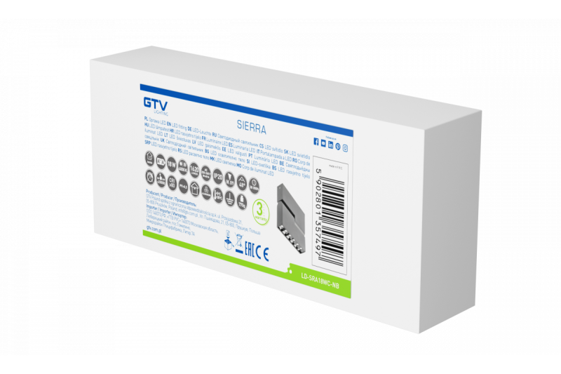 Decor Luminaire LED SIERRA 18W 1620lm AC220-240V 50/60 Hz PF>0 9 Ra≥80 IP20 IK08 4000K 48° noir 1208963168