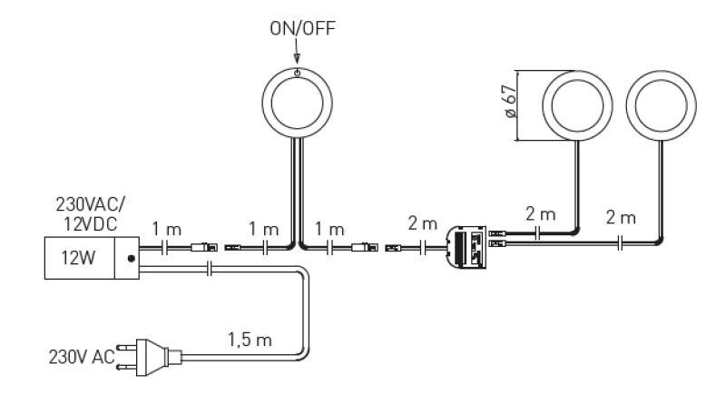 Décor cuisine Ensemble d'éclairage de cuisine avec 3 spots avec interrupteur éclairage blanc chaud 1208963267