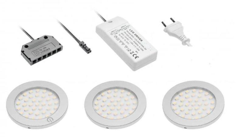 Décor cuisine Ensemble d'éclairage de cuisine avec 3 spots avec interrupteur éclairage blanc chaud 1208963267