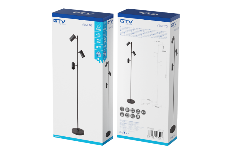 Decor Lampe sur pied VENETO IP20 max. 20W 3 x GU10 noire 1208963349