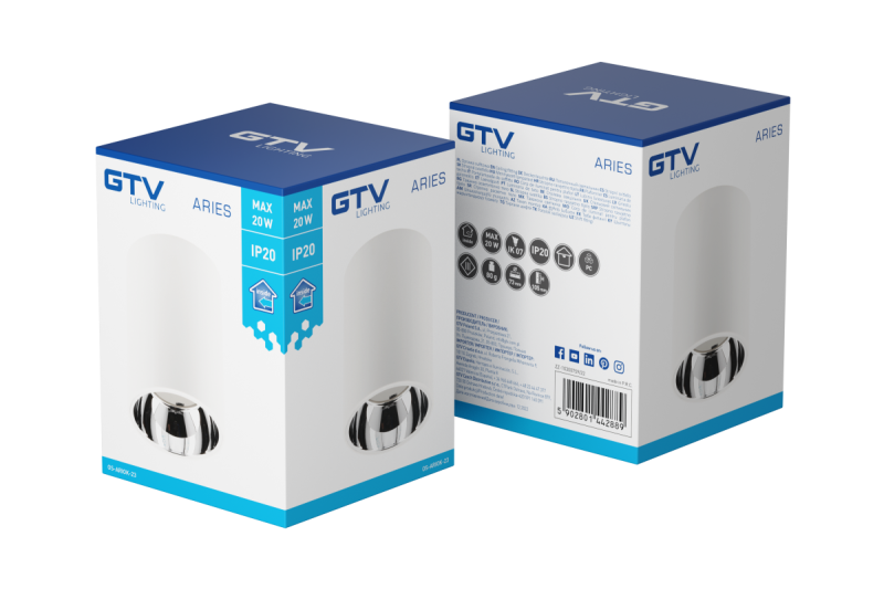 Decor Luminaire de plafond ARIES PC 73x105mm IP20 max 20W rond blanc/chrome 1208963821