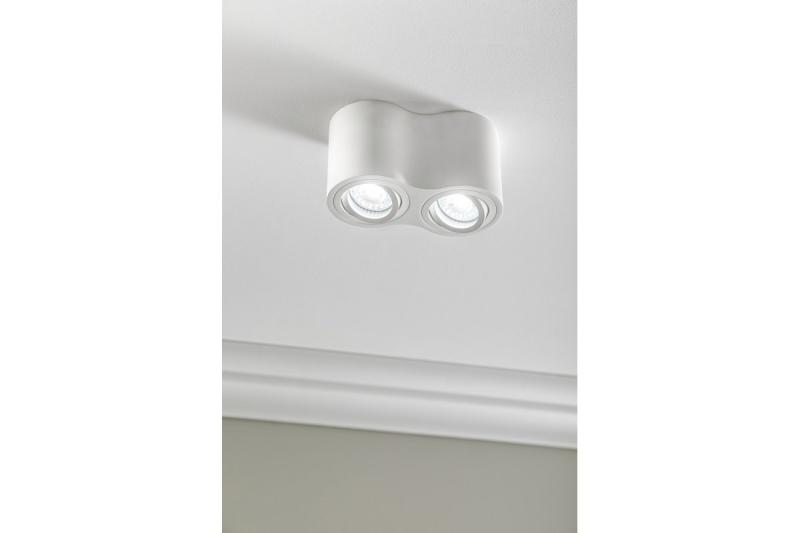 Decor Luminaire de plafond AVEIRO DUO BIS en aluminium 160x80x90mm IP20 max 20W*2 rond blanc. 1208963835