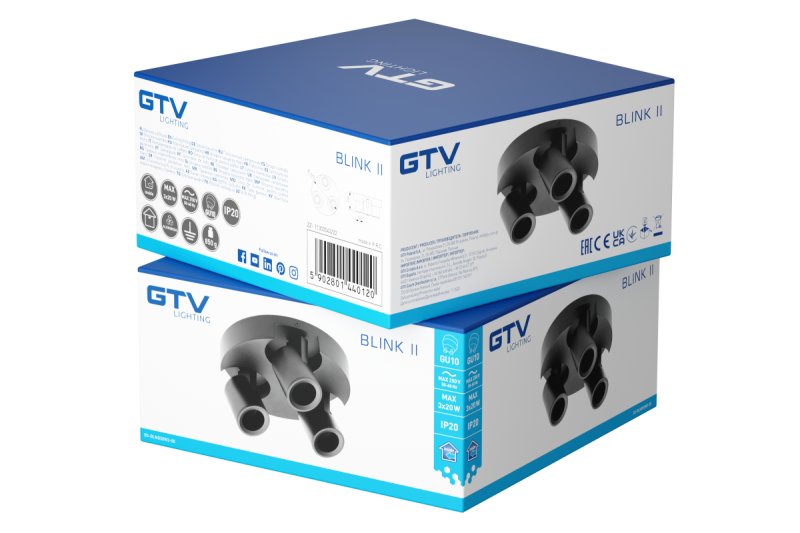 Decor Luminaire de plafond BLINK II max. 250V 50/60 Hz GU10 max. 20W*3 IP 20 triple noir. 1208963848