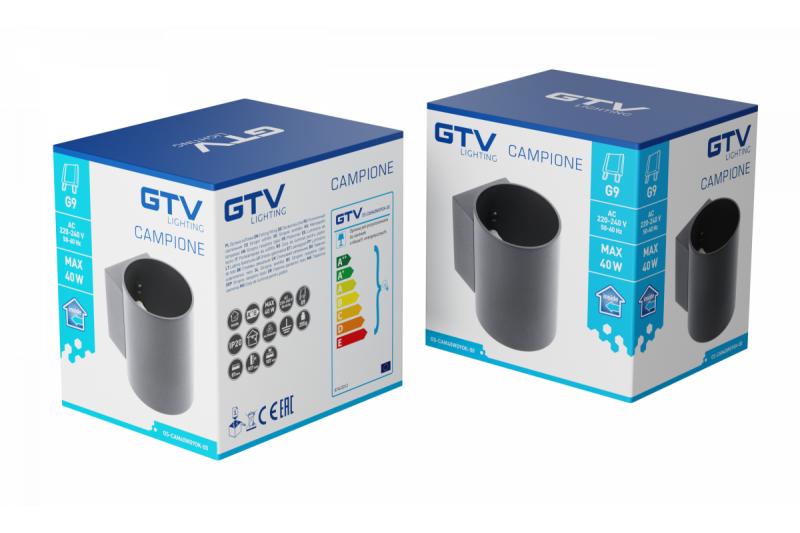 Decor Applique murale CAMPIONE en aluminium G9 IP20 max. 40W IP20 noir rond. 1208963851