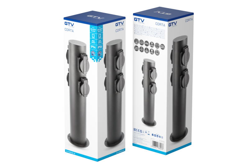 Decor Poteau de jardin CORTA-P 36 IP54 AC220-240V 50-60Hz 4 prises Schucko max. 3500W graphite. 1208963859