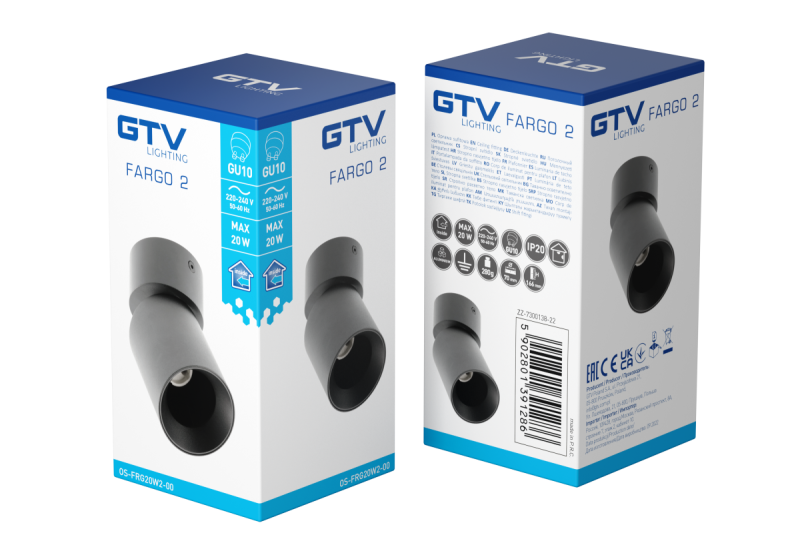 Decor Luminaire de plafond FARGO 2 en aluminium 70x166mm IP20 max 20W rond noir. 1208963880