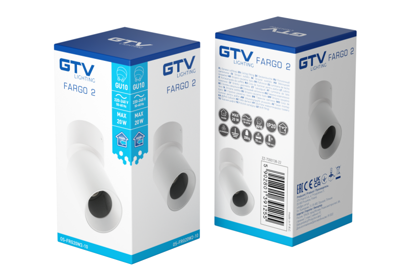 Decor Luminaire de plafond FARGO 2 en aluminium 70x166mm IP20 max 20W rond noir. 1208963881