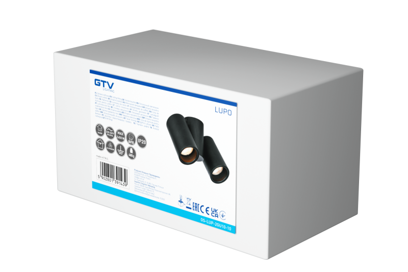 Decor Luminaire de plafond LUPO en aluminium 17.5x5.6x11.5 IP20 2*GU10 max. 50W rond noir. 1208963926