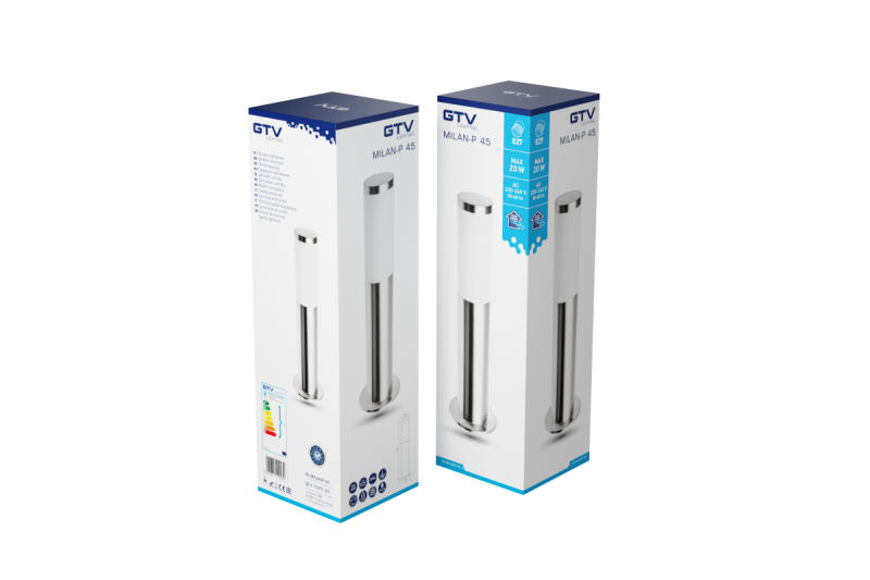 Decor Luminaire de jardin MILAN-P 45 E27 MAX.40W IP44 AC220-240V 50-60Hz poteau inox 1208963944