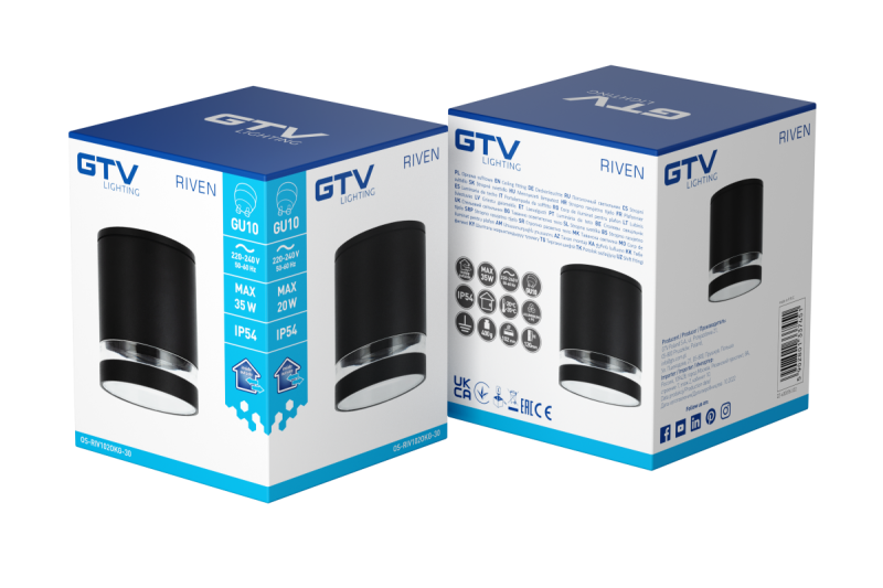 Decor Luminaire de plafond RIVEN alum 102x120 IP54 MAX.35W graphite rond 1208963984