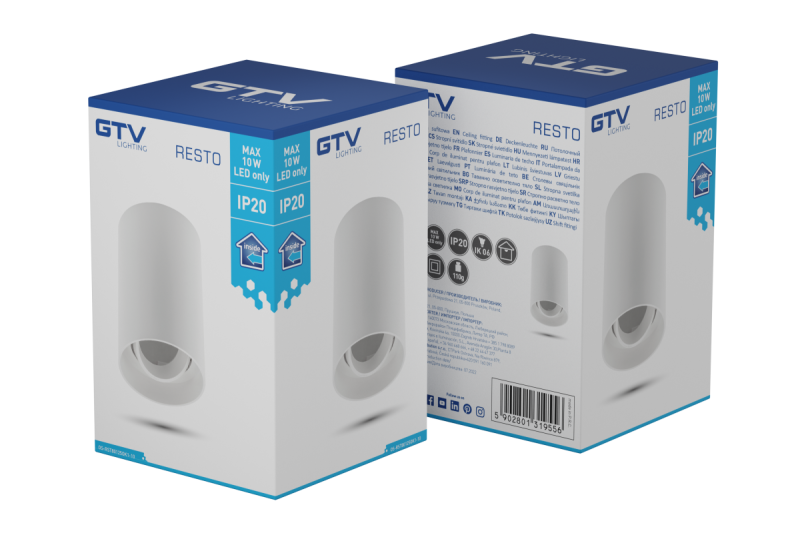 Decor Luminaire de plafond RESTO PC φ80x125mm IP20 max 20W rond blanc. 1208963986