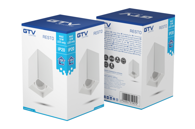 Decor Luminaire de plafond RESTO PC 80x80x125mm IP20 max 20W carré blanc 1208963988